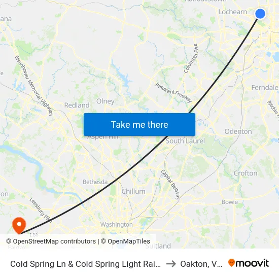 Cold Spring Ln & Cold Spring Light Rail Station Mid Wb to Oakton, Virginia map