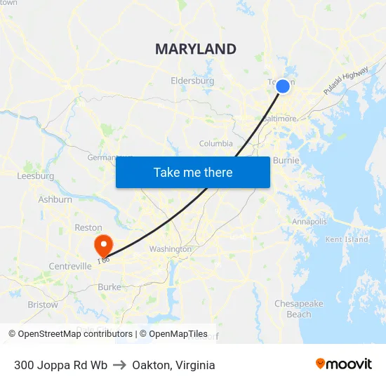 300 Joppa Rd Wb to Oakton, Virginia map