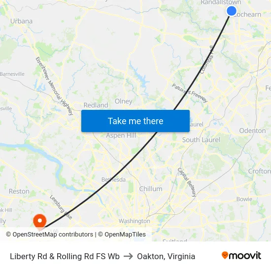 Liberty Rd & Rolling Rd FS Wb to Oakton, Virginia map