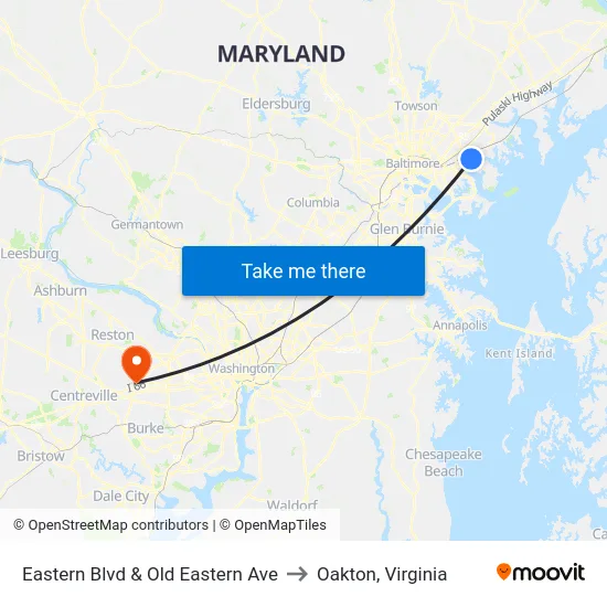 Eastern Blvd & Old Eastern Ave to Oakton, Virginia map