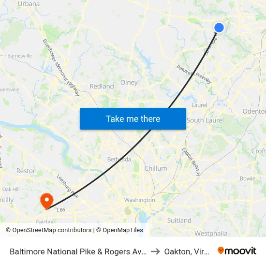 Baltimore National Pike & Rogers Ave FS Eb to Oakton, Virginia map