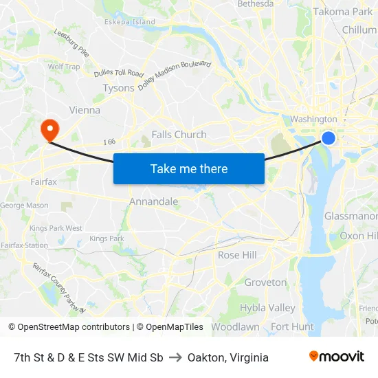 7th St & D & E Sts SW Mid Sb to Oakton, Virginia map