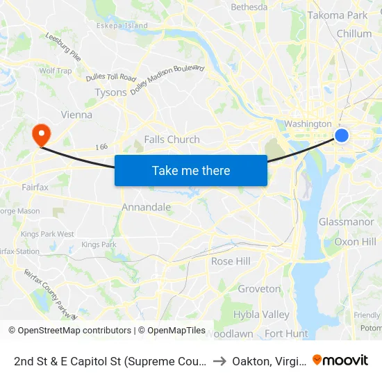 2nd St & E Capitol St (Supreme Court) Sb to Oakton, Virginia map