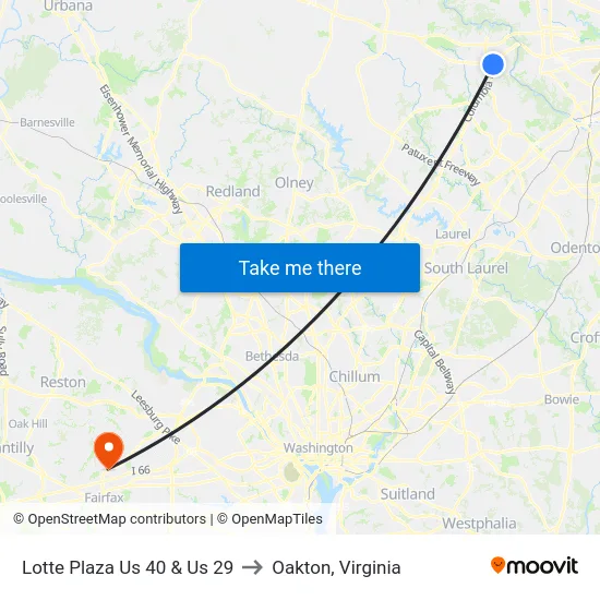 Lotte Plaza Us 40 & Us 29 to Oakton, Virginia map