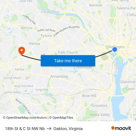 18th St & C St NW Nb to Oakton, Virginia map