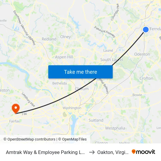 Amtrak Way & Employee Parking Lot Nb to Oakton, Virginia map