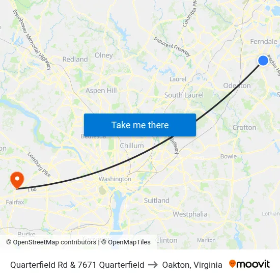 Quarterfield Rd & 7671 Quarterfield to Oakton, Virginia map