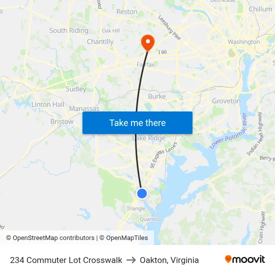 234 Commuter Lot Crosswalk to Oakton, Virginia map