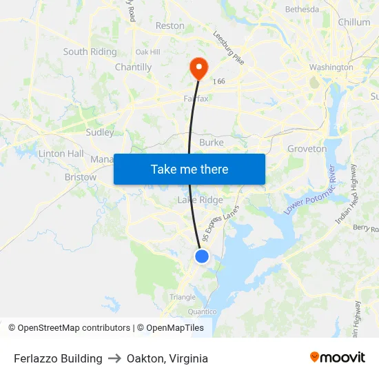 Ferlazzo Building to Oakton, Virginia map