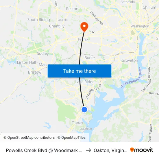 Powells Creek Blvd @ Woodmark Dr to Oakton, Virginia map