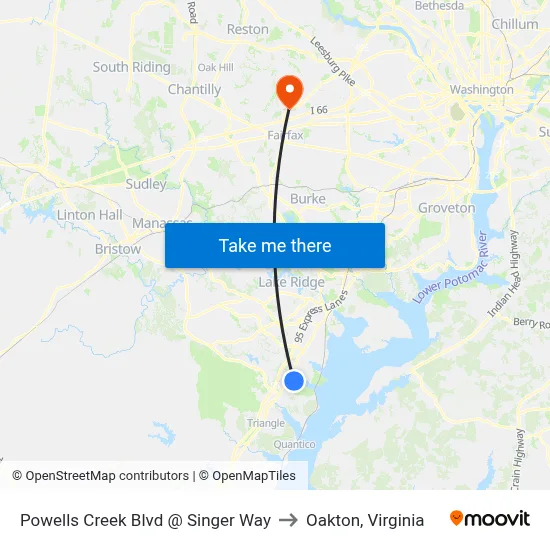 Powells Creek Blvd @ Singer Way to Oakton, Virginia map