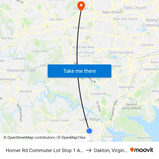 Horner Rd Commuter Lot Stop 1 AM to Oakton, Virginia map