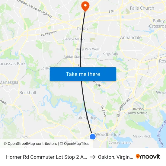 Horner Rd Commuter Lot Stop 2 AM to Oakton, Virginia map