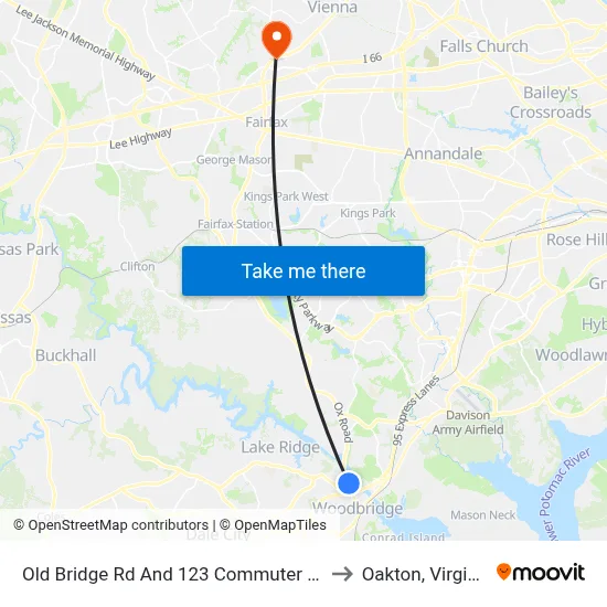 Old Bridge Rd And 123 Commuter Lot to Oakton, Virginia map