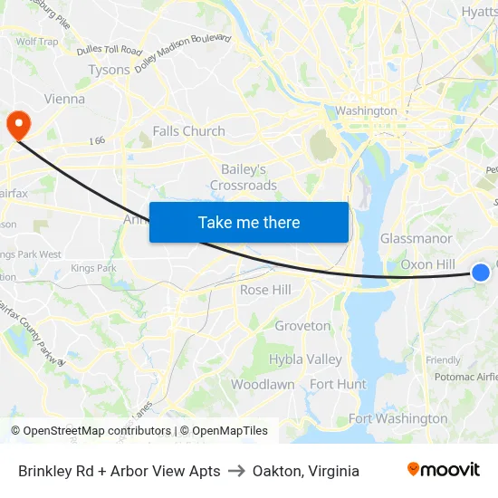 Brinkley Rd + Arbor View Apts to Oakton, Virginia map