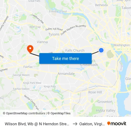 Wilson Blvd, Wb @ N Herndon Street, Ns to Oakton, Virginia map