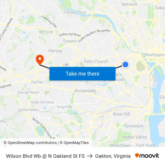 Wilson Blvd Wb @ N Oakland St FS to Oakton, Virginia map