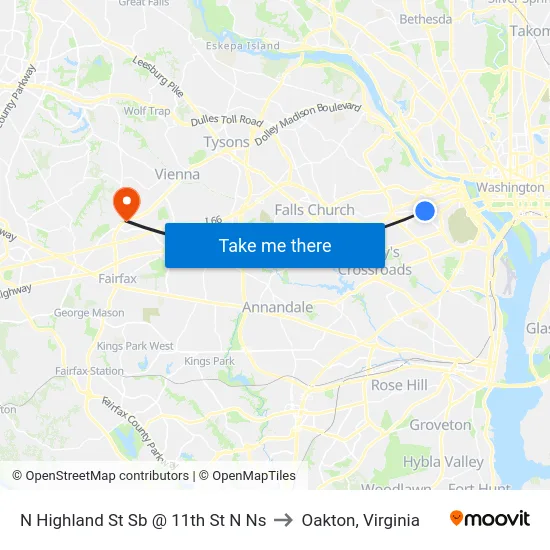 N Highland St Sb @ 11th St N Ns to Oakton, Virginia map