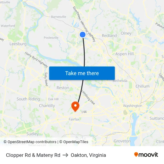 Clopper Rd & Mateny Rd to Oakton, Virginia map