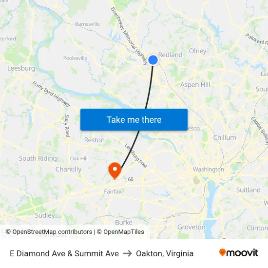 E Diamond Ave & Summit Ave to Oakton, Virginia map