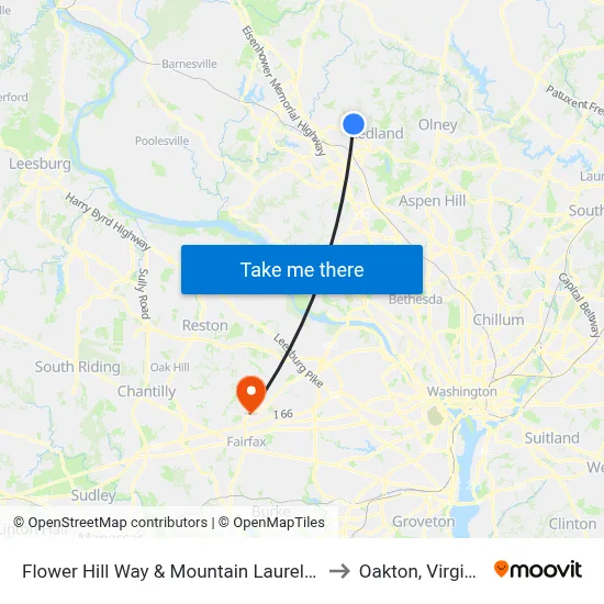 Flower Hill Way & Mountain Laurel Ln to Oakton, Virginia map