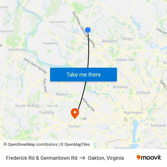 Frederick Rd & Germantown Rd to Oakton, Virginia map