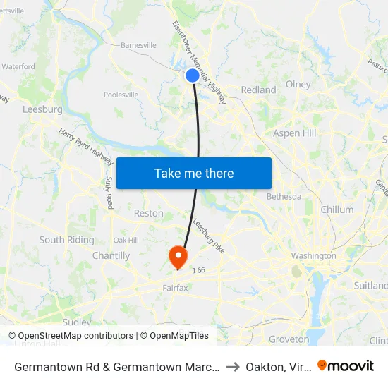Germantown Rd & Germantown Marc Park & Ride to Oakton, Virginia map