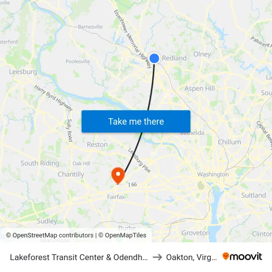 Lakeforest Transit Center & Odendhal Ave to Oakton, Virginia map