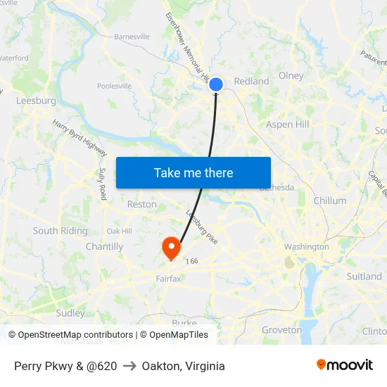 Perry Pkwy & @620 to Oakton, Virginia map