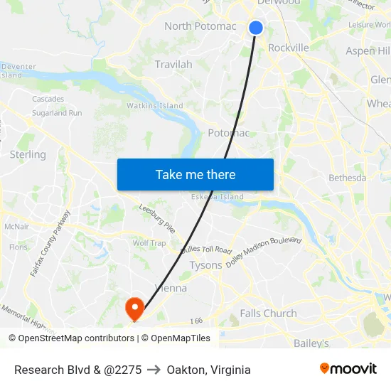 Research Blvd & @2275 to Oakton, Virginia map