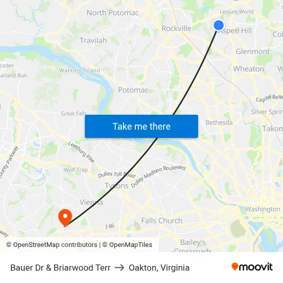 Bauer Dr & Briarwood Terr to Oakton, Virginia map