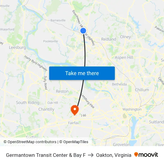 Germantown Transit Center & Bay F to Oakton, Virginia map