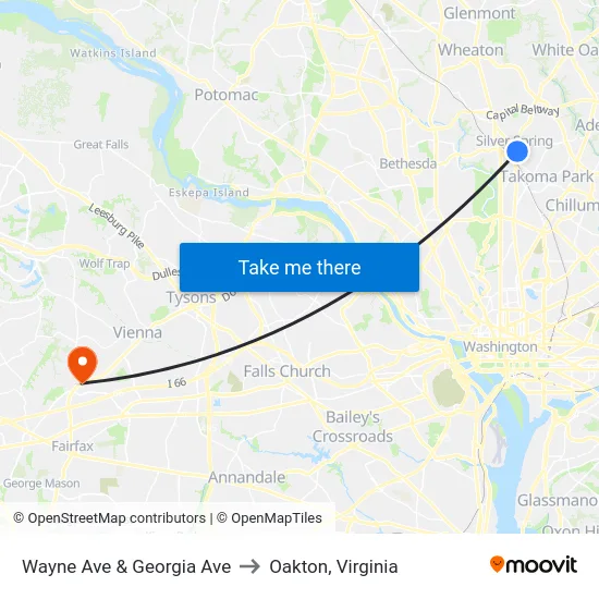 Wayne Ave & Georgia Ave to Oakton, Virginia map