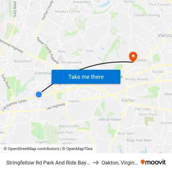 Stringfellow Rd Park And Ride Bay A to Oakton, Virginia map
