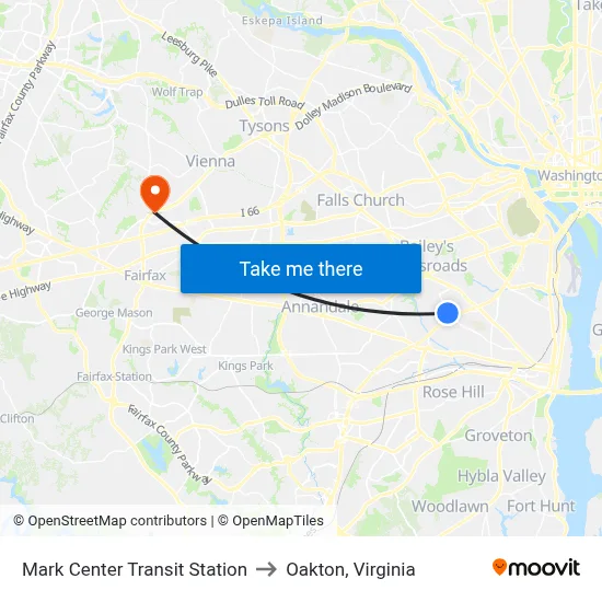 Mark Center Transit Station to Oakton, Virginia map