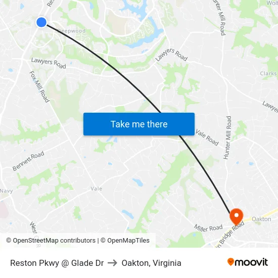 Reston Pkwy @ Glade Dr to Oakton, Virginia map