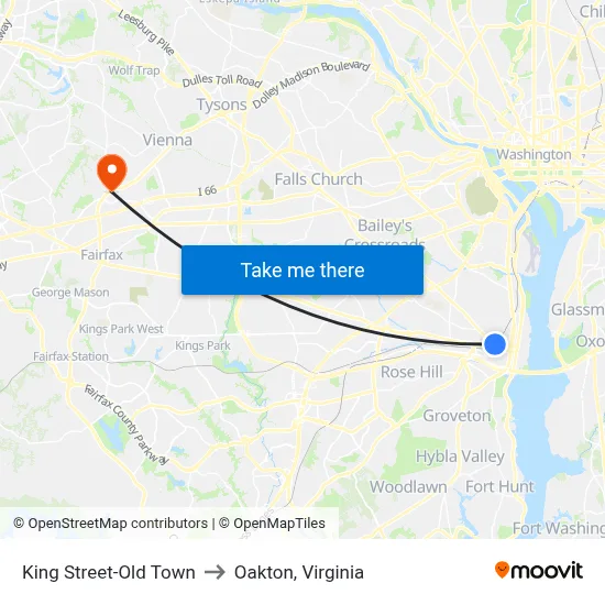 King Street-Old Town to Oakton, Virginia map