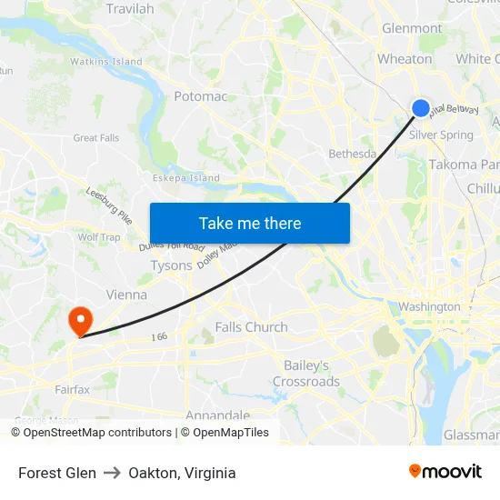 Forest Glen to Oakton, Virginia map