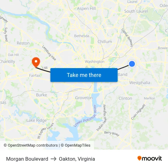 Morgan Boulevard to Oakton, Virginia map
