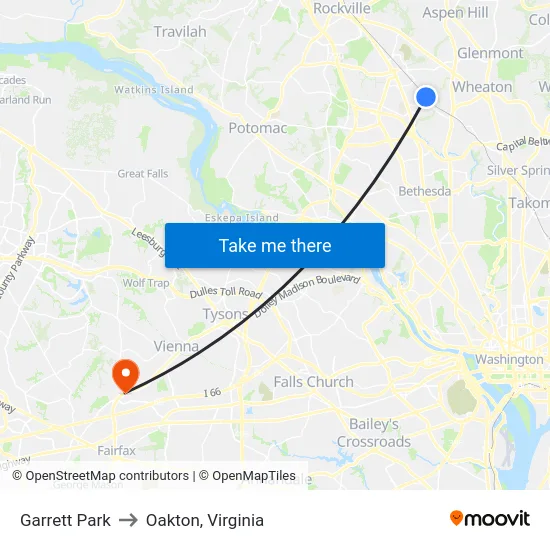 Garrett Park to Oakton, Virginia map