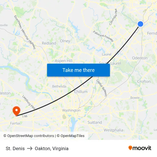 St. Denis to Oakton, Virginia map