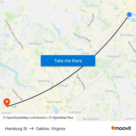 Hamburg St to Oakton, Virginia map