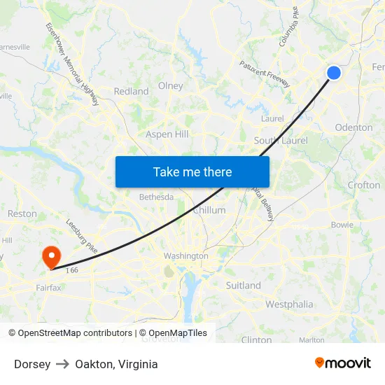 Dorsey to Oakton, Virginia map