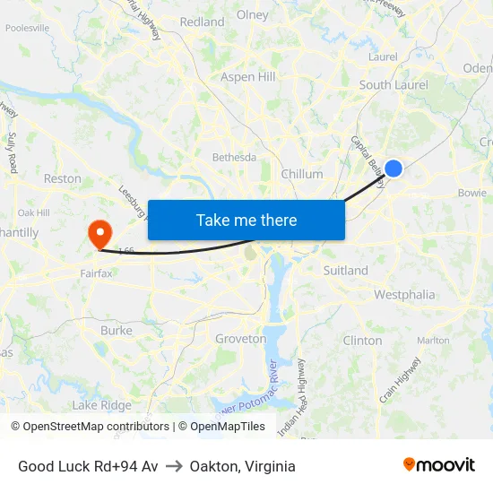 Good Luck Rd+94 Av to Oakton, Virginia map