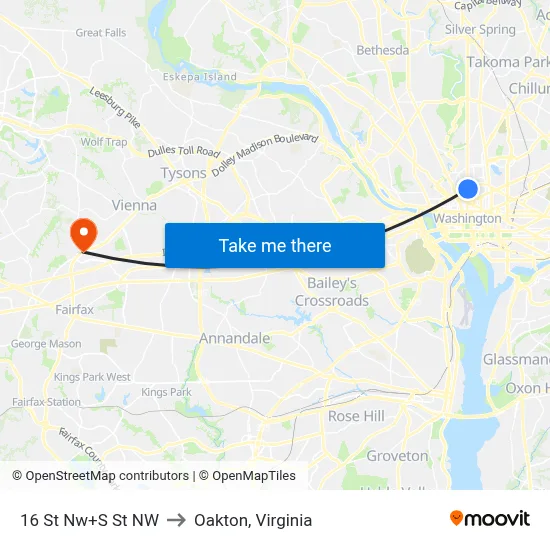 16 St Nw+S St NW to Oakton, Virginia map