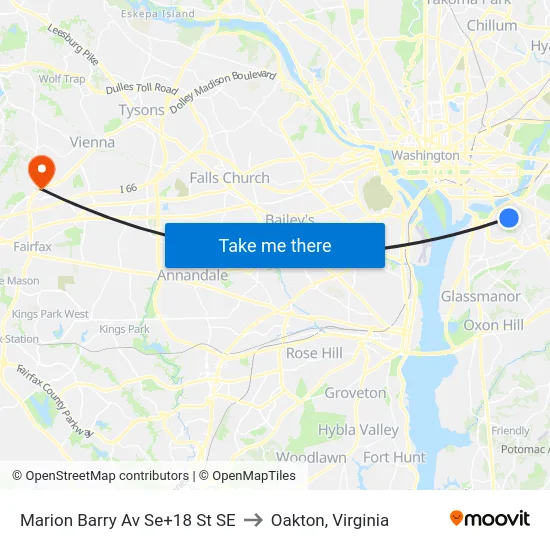 Marion Barry Av Se+18 St SE to Oakton, Virginia map