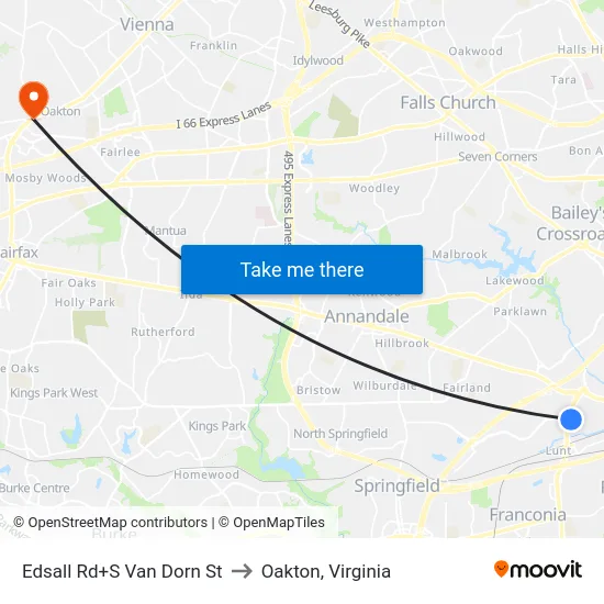 Edsall Rd+S Van Dorn St to Oakton, Virginia map