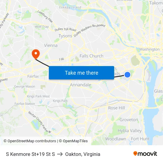 S Kenmore St+19 St S to Oakton, Virginia map