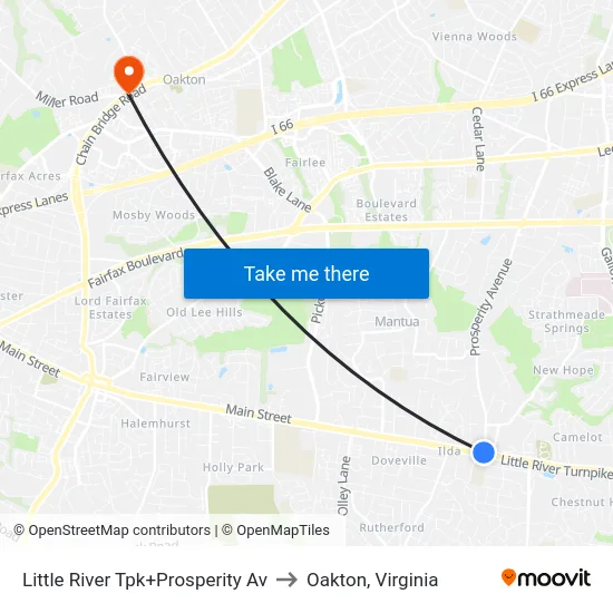 Little River Tpk+Prosperity Av to Oakton, Virginia map