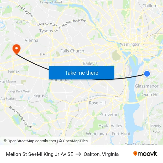 Mellon St Se+Ml King Jr Av SE to Oakton, Virginia map